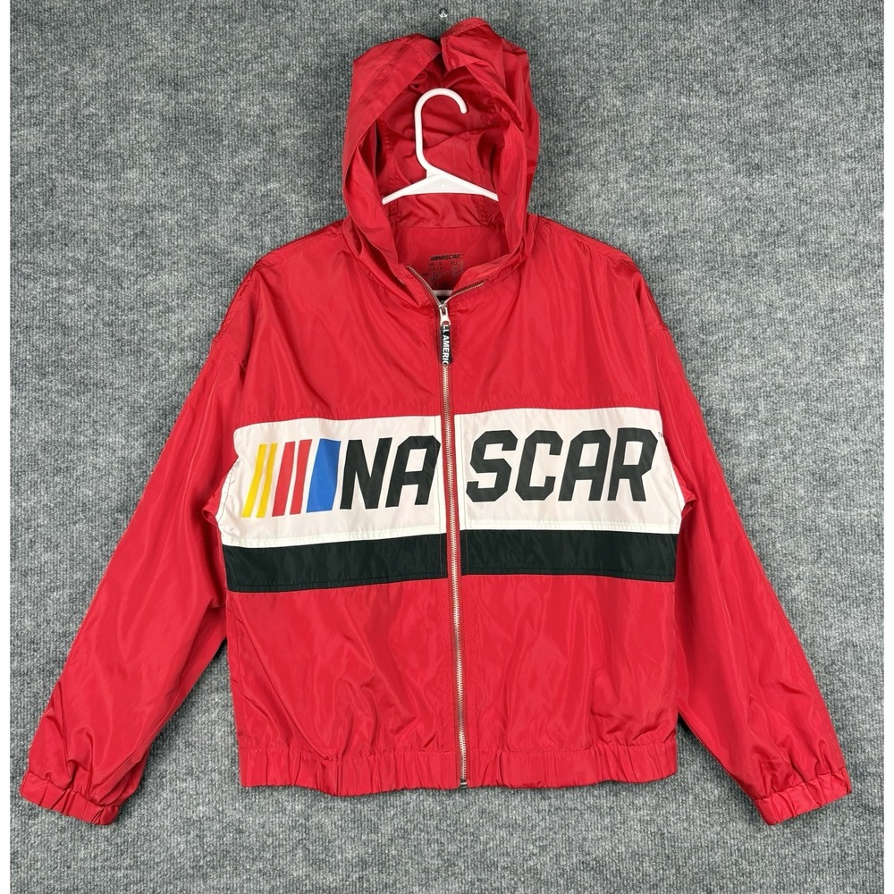 NASCAR Daytona 500 Jacket Men S Red Hooded Windbreaker Racing Full Zip